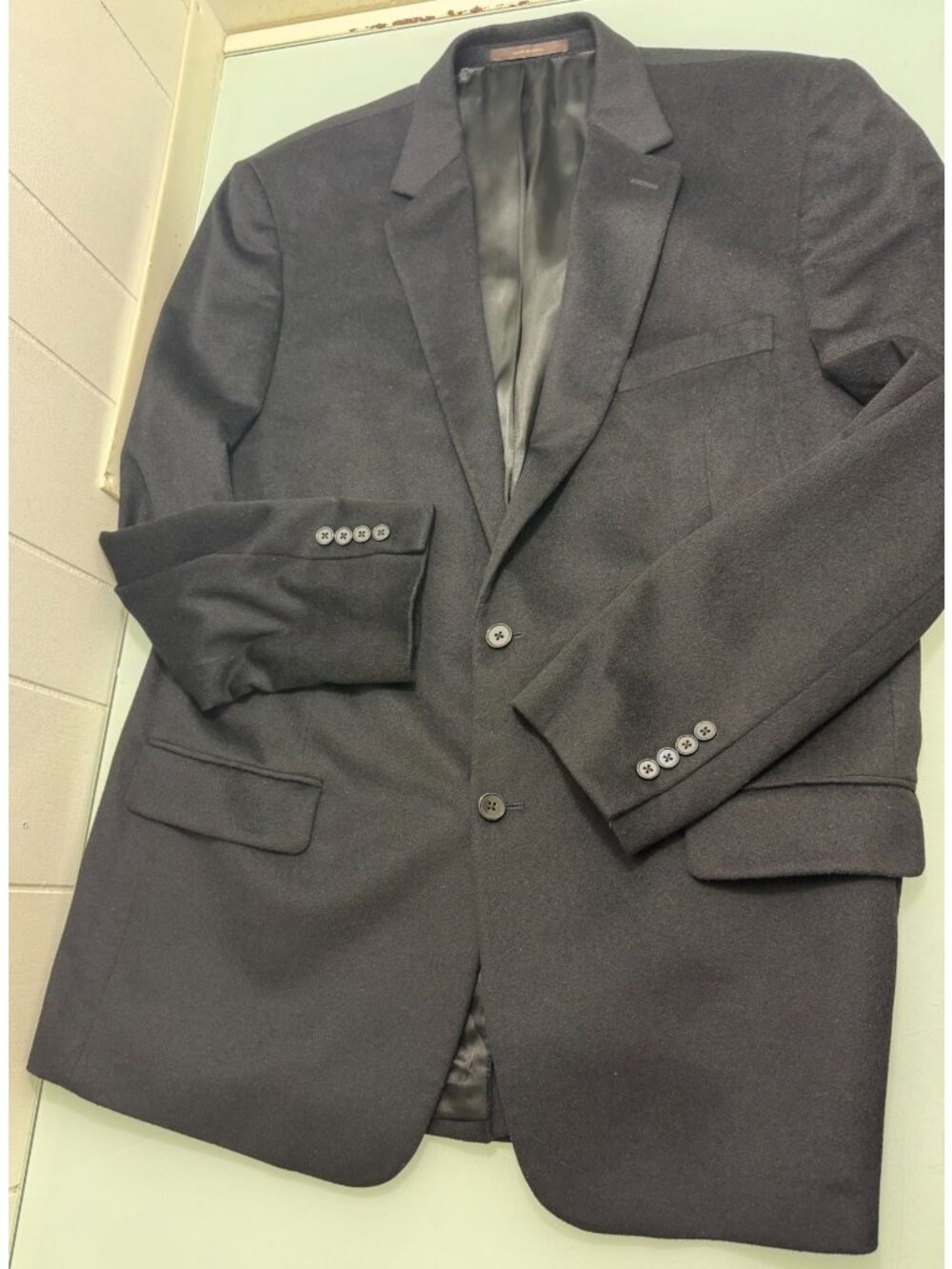 Tasso Elba Blazer Sport Coat 46 XL Extra Long 100% Cashmere Black 2 Button